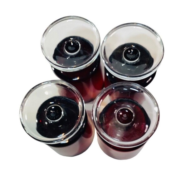 Set Of 4”Vintage Luminarc France Ruby Red Wine/Desert Footed Glasses 4” - Picture 4 of 4